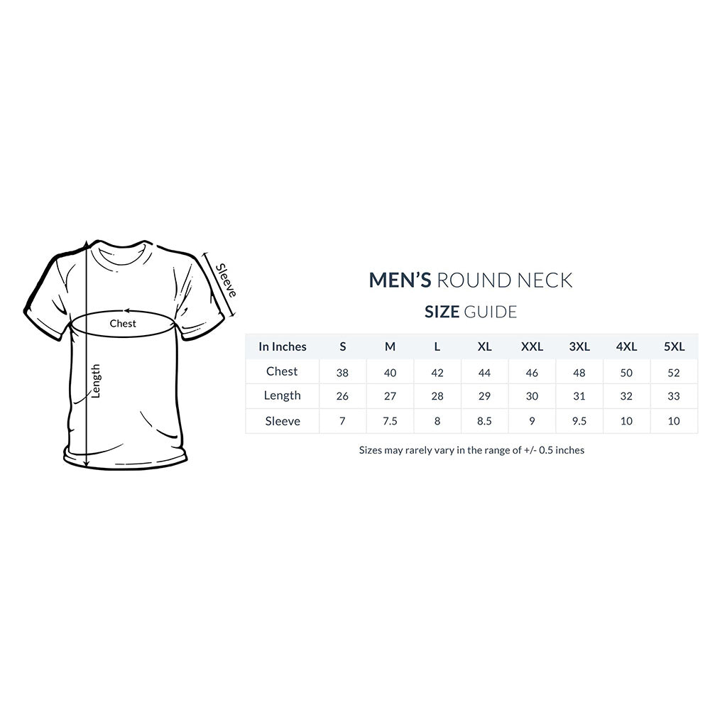 Size Guide for regular 180 GSM tshirts from Kashiba U