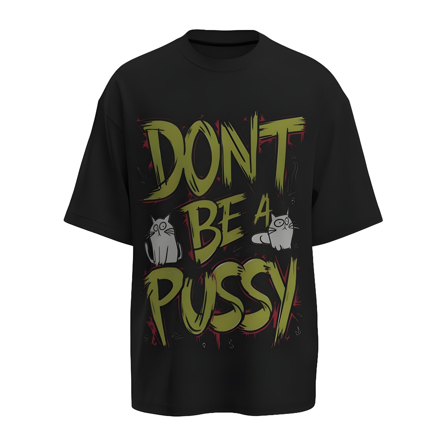 Front view of the premium oversized black t-shirt from Kashiba U with design inspired by the Gym printed at the front of the t-shirt with uplifting design perfect for gymrats for any workout. Shop trendy clothing from the website of Kashiba U online. Buy Now!
