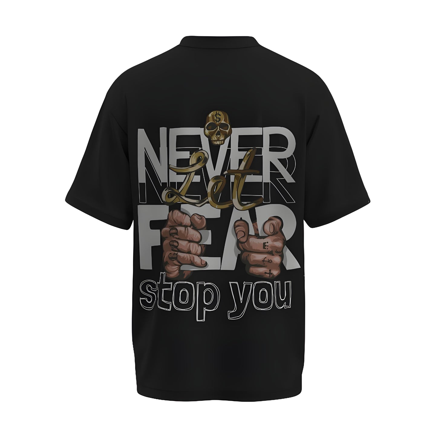 Back view of the premium oversized black t-shirt from Kashiba U with design inspired by the Gym printed at the back of the t-shirt with uplifting design perfect for gymrats for any workout. Shop trendy clothing from the website of Kashiba U online. Buy Now!