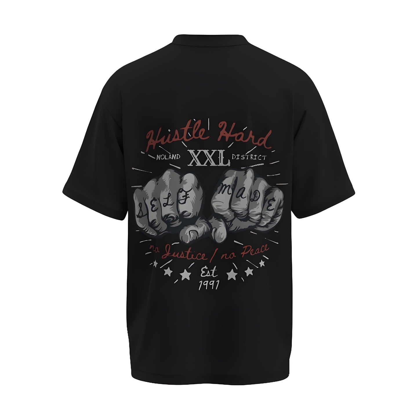 Back view of the premium oversized black t-shirt from Kashiba U with design inspired by the Gym printed at the front of the t-shirt with uplifting design perfect for gymrats for any workout. Shop trendy clothing from the website of Kashiba U online. Buy Now!