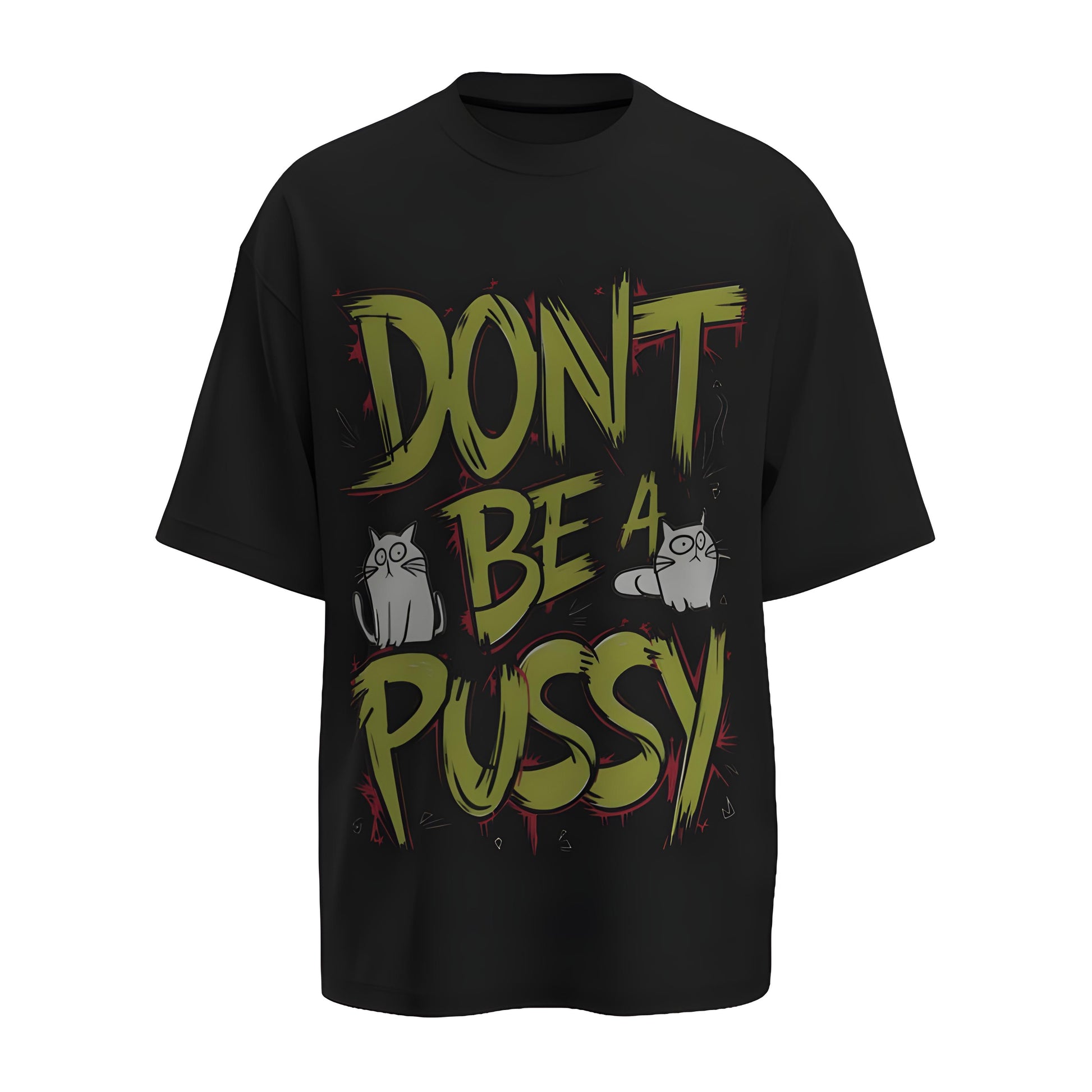 Front view of the premium oversized black t-shirt from Kashiba U with design inspired by the Gym printed at the front of the t-shirt with uplifting design perfect for gymrats for any workout. Shop trendy clothing from the website of Kashiba U online. Buy Now!