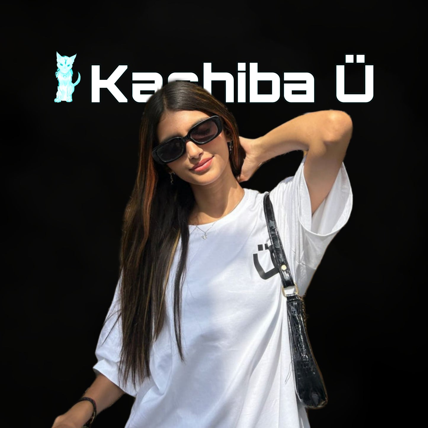 Front view of the model showcasing the premium oversized white t-shirt from Kashiba U. Shop online today.
Tag- Buy Now!
