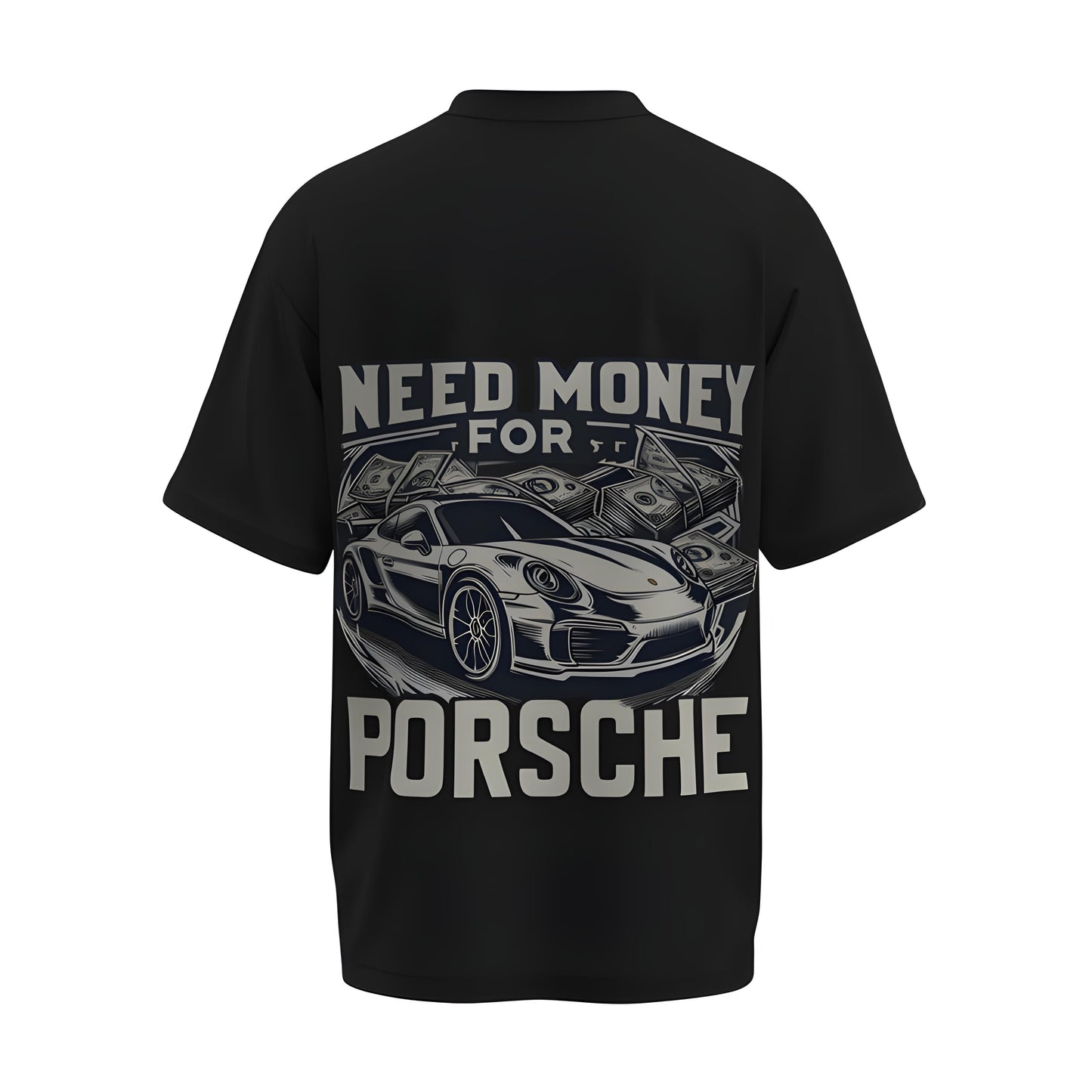 Back view of the premium oversized black Need Money For Porsche t-shirt from Kashiba U with car design inspired by the Porsche printed at the back of the t-shirt. Shop trendy car t-shirt from the website of Kashiba U online. Buy Now!
Tag - Hustler
