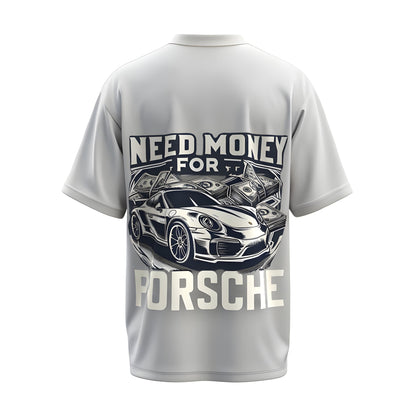 Back view of the premium oversized white Need Money For Porsche t-shirt from Kashiba U with car design inspired by the Porsche printed at the back of the t-shirt. Shop trendy car t-shirt from the website of Kashiba U online. Buy Now!
Tag - Hustler