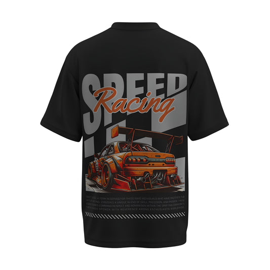 Back view of the premium oversized black t-shirt from Kashiba U with car design inspired by the Toyota Supra printed at the back of the t-shirt. Shop trendy car t-shirt from the website of Kashiba U online. Buy Now!