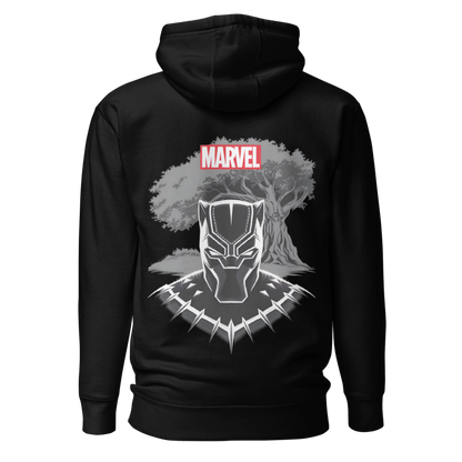Back view of the premium and limited edition oversized black hoodie from Kashiba U will cool design inspired by Black Panther from Marvel printed at the back. Shop trendy graphic hoodie from Kashiba U online. Buy Now!