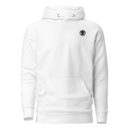 Back view of the premium and limited edition oversized white hoodie from Kashiba U will cool design inspired by Black Panther Logo from Marvel printed at the front upper left. Shop trendy graphic hoodie from Kashiba U online. Buy Now!