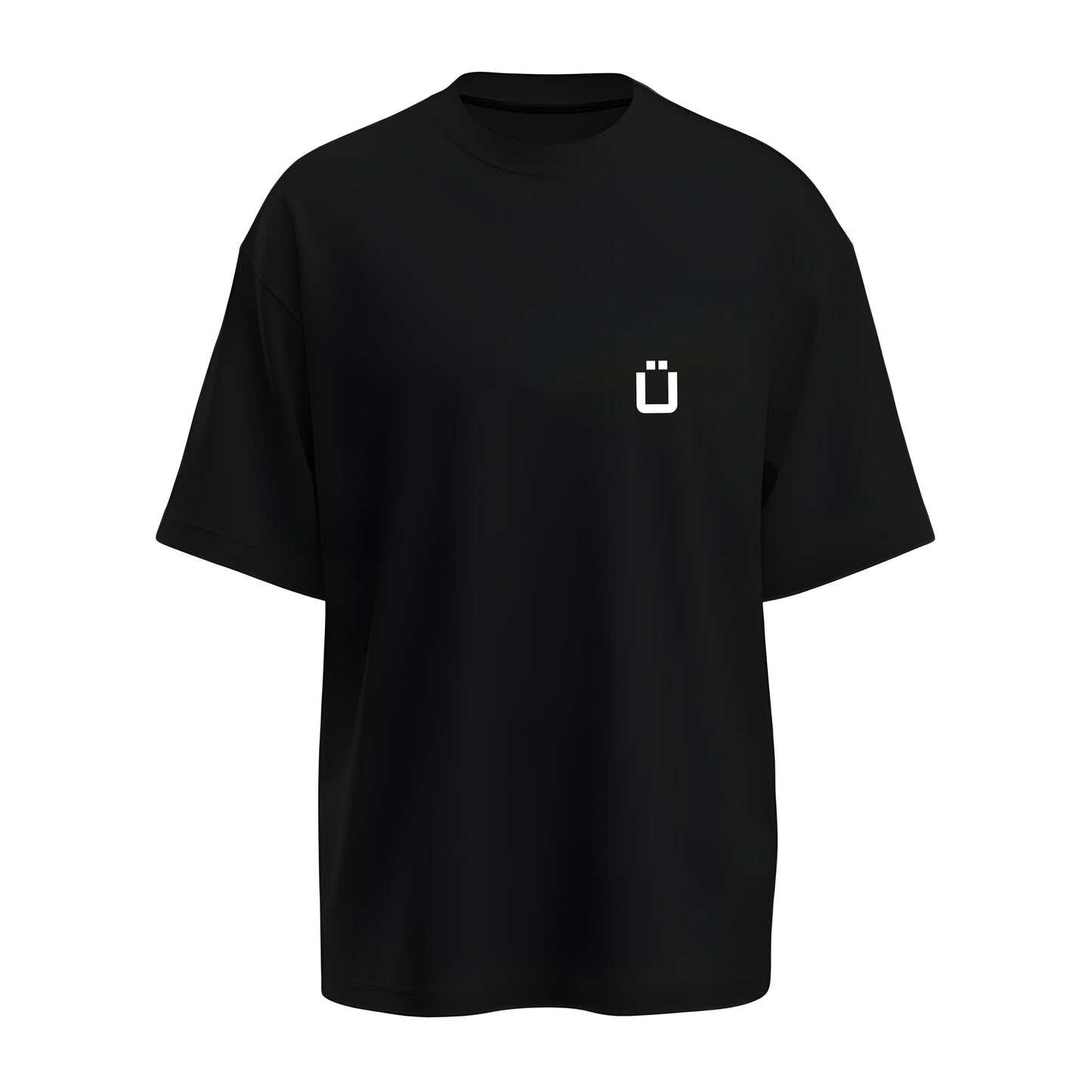 Front view of the premium limited edition oversized black t-shirt with Kashiba U logo at the upper left of the t-shirt. Buy Now!