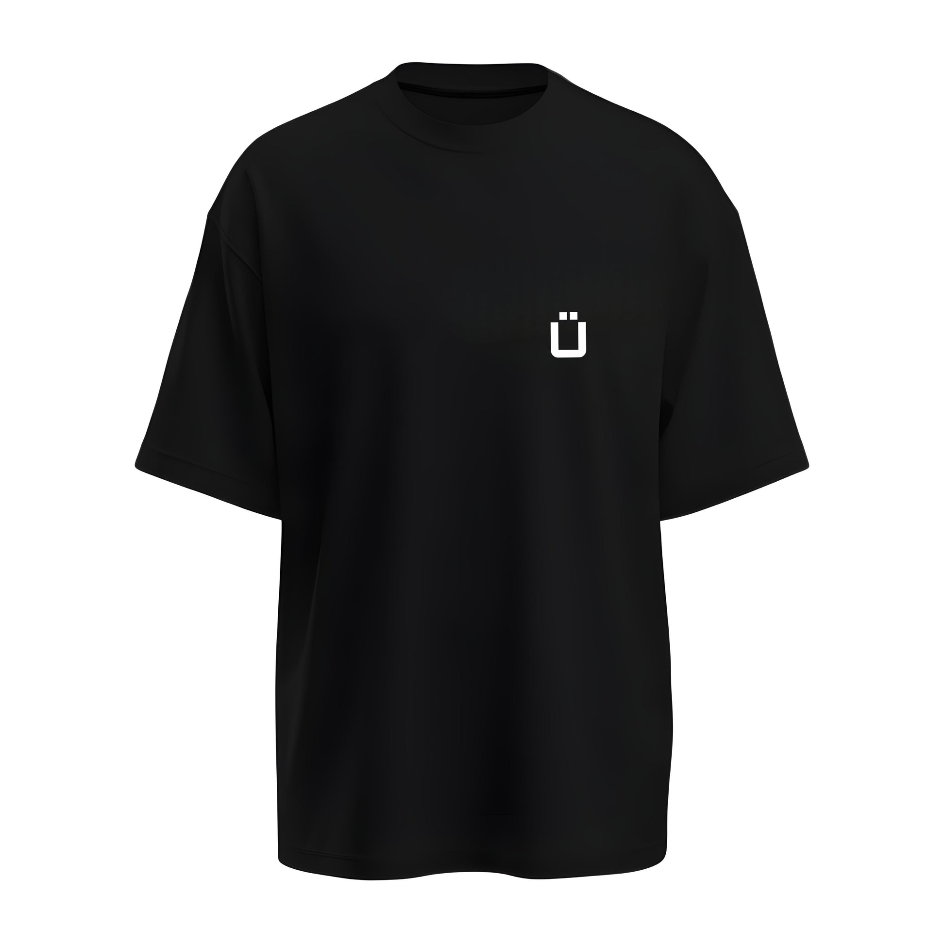 Front view of the premium limited edition oversized black t-shirt with Kashiba U logo at the upper left of the t-shirt. Buy Now!