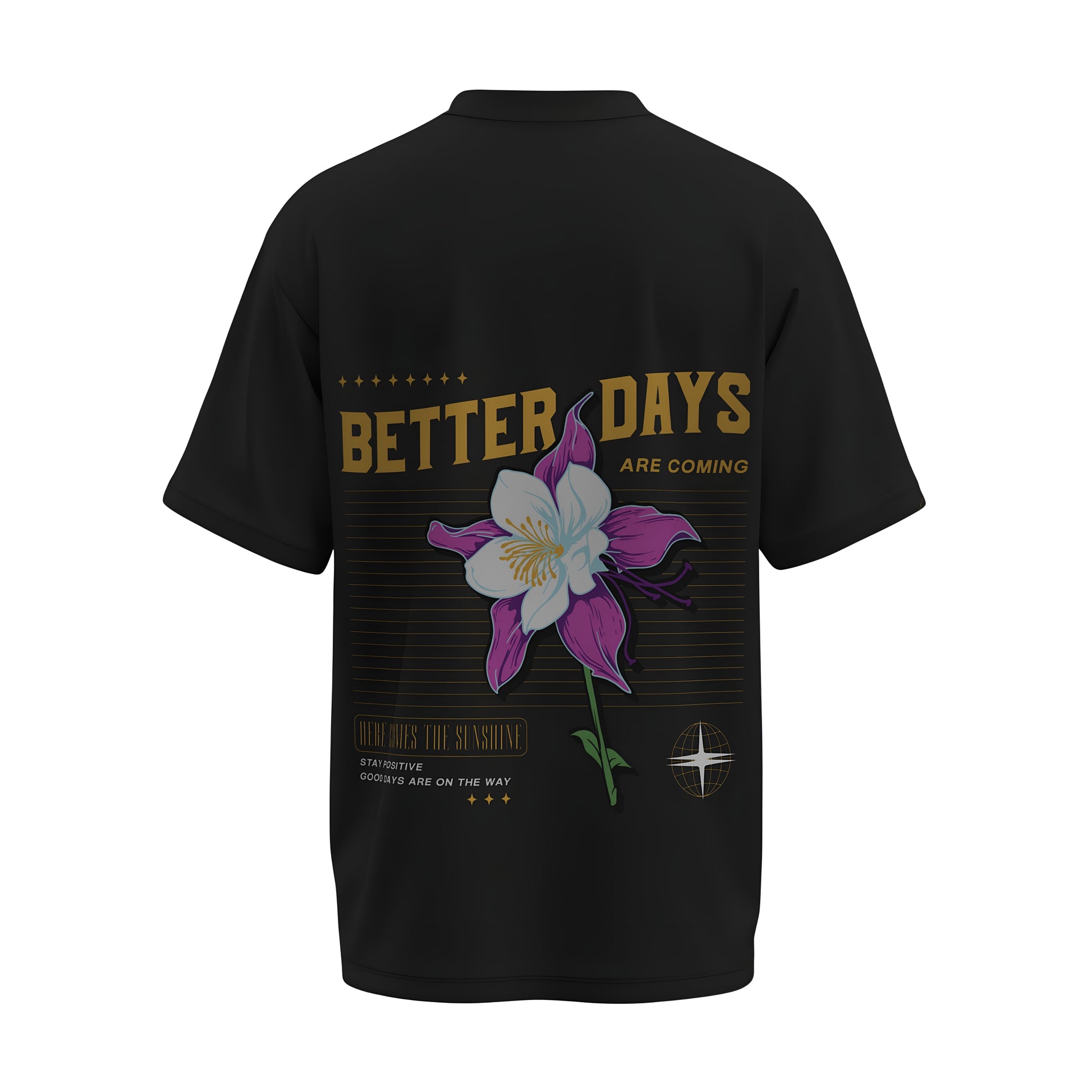 Back view of the premium oversized black t-shirt from Kashiba U with cool graphic design inspired by street art printed at the back of the t-shirt. Shop trendy streetwear graphic tee from the website of Kashiba U online. Buy Now!