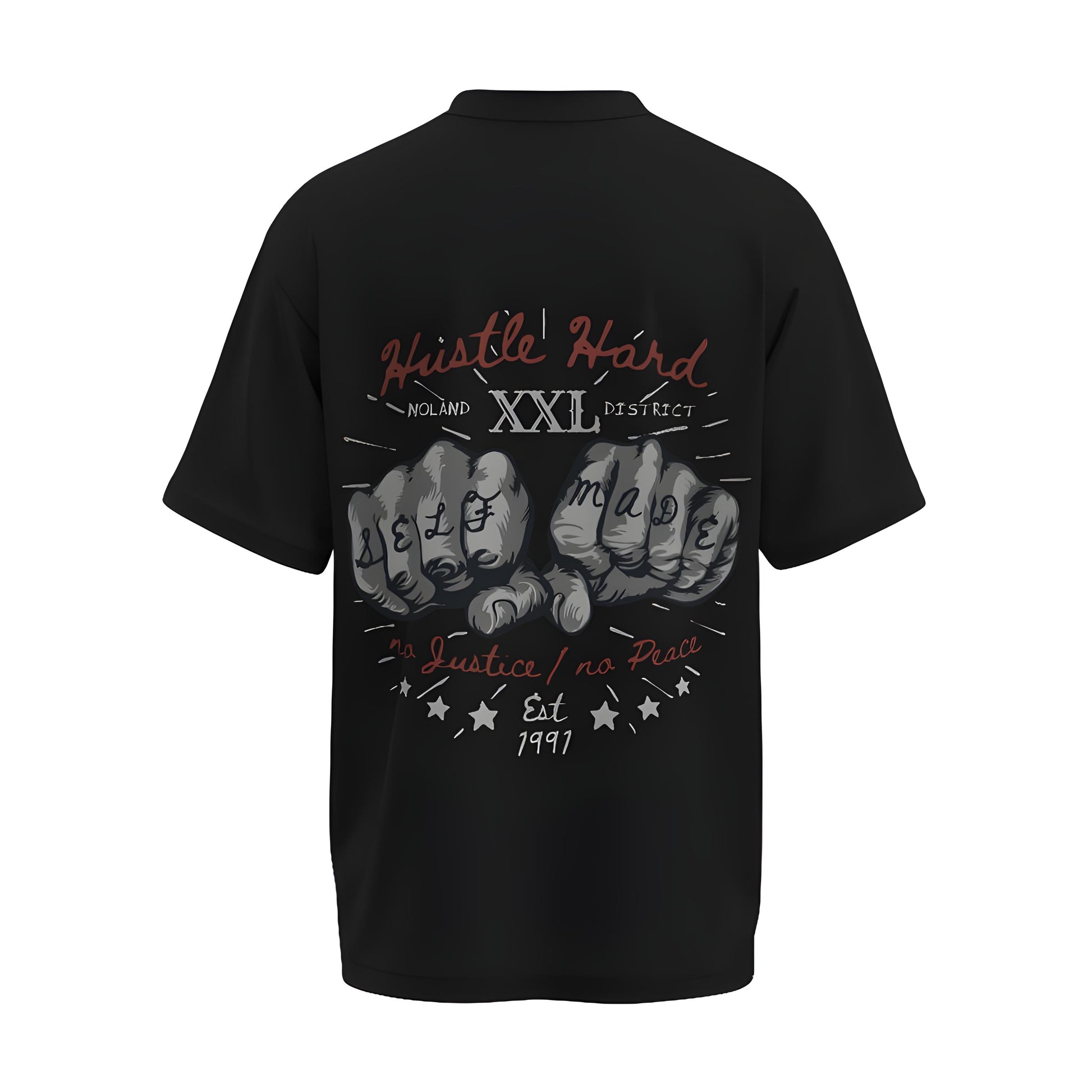 Back view of the premium oversized black t-shirt from Kashiba U with design inspired by the Gym printed at the front of the t-shirt with uplifting design perfect for gymrats for any workout. Shop trendy clothing from the website of Kashiba U online. Buy Now!