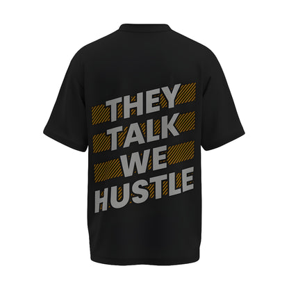 Back view of the premium oversized black t-shirt from Kashiba U with design inspired by the Gym printed at the front of the t-shirt with uplifting design perfect for gymrats for any workout. Shop trendy clothing from the website of Kashiba U online. Buy Now!