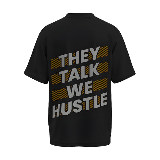 Back view of the premium oversized black t-shirt from Kashiba U with design inspired by the Gym printed at the front of the t-shirt with uplifting design perfect for gymrats for any workout. Shop trendy clothing from the website of Kashiba U online. Buy Now!